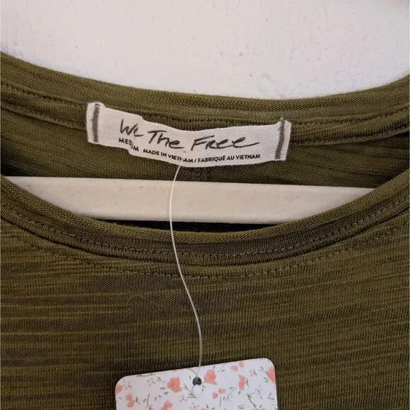 Free People We the Free Natasha Long Sleeve Tee Olive Green Size Medium NWT - Picture 5 of 7